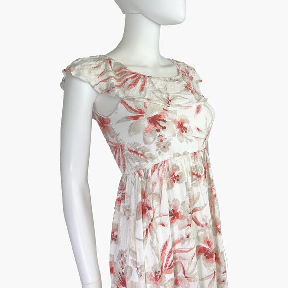 BEAUTEES Floral Flutter Sleeve Cocktail Sundress (Red/Beige/White | Size 10) - Picture 2 of 9